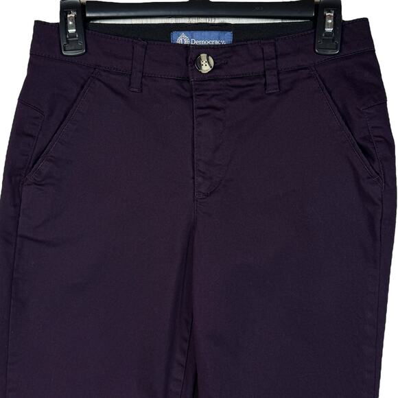 Democracy SZ 0 “Ab”solution Straight Trouser Pants Stretch Zip-Fly Pocket Purple - Picture 2 of 10